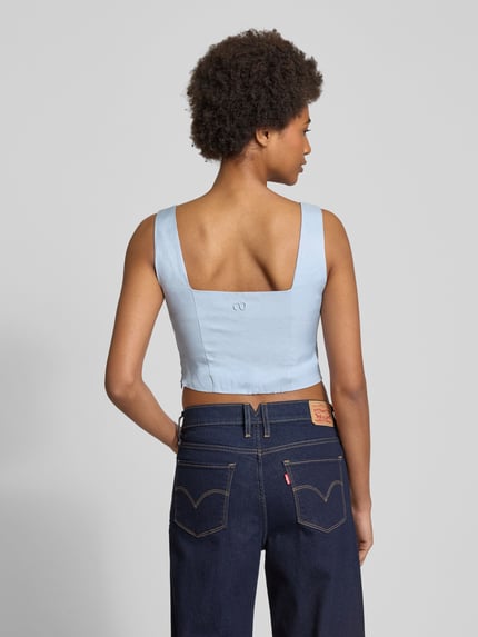 LeGer Slim fit blousetop met vierkante hals, model 'Majella' Lichtblauw - 5
