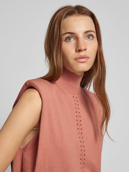 Stefanel Seidentop mit Stehkragen Cognac 3