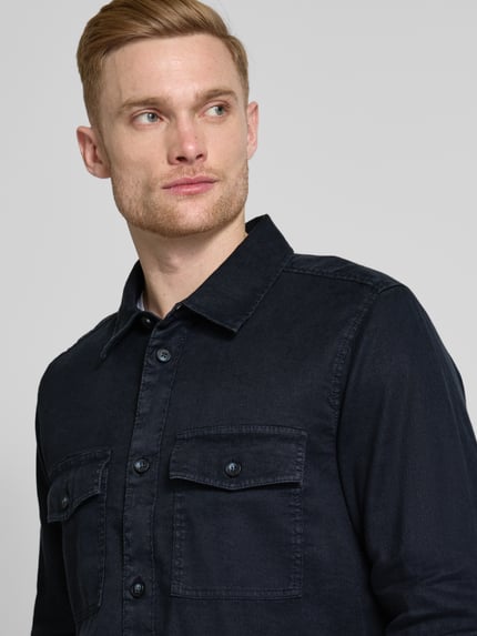 OLYMP Level 5 Casual fit overhemdjack met klepzakken op de borst Marineblauw - 3