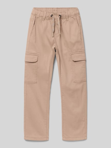 s.Oliver RED LABEL Slim fit cargobroek van gevoerde katoenmix Beige - 1