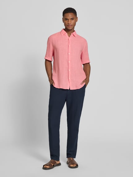 BOSS Orange Regular Fit Leinenhemd mit kurzem Arm Modell 'RASH_2_M' Hellrot 1