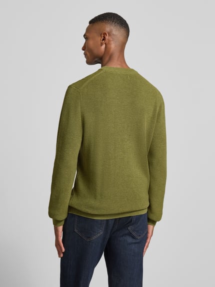MCNEAL Gebreide pullover met ribboorden Rietgroen gemêleerd - 5