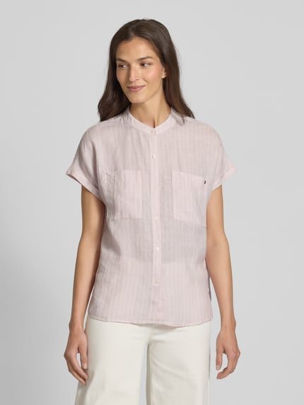 Tommy Hilfiger Relaxed Fit Leinenbluse mit kurzen Ärmeln Rosa 4