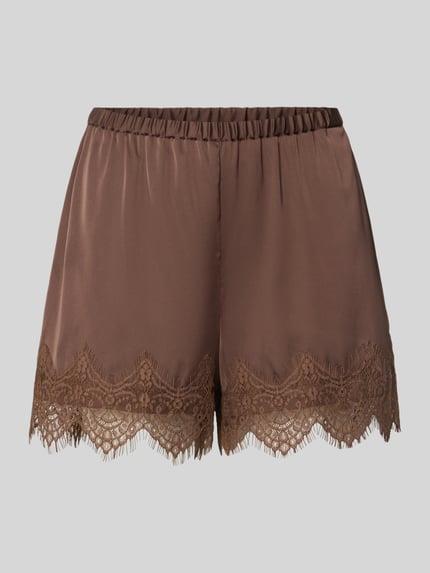 Produktfoto, Regular Fit Pyjama Shorts mit Spitzenbesatz Modell 'SH076' von Jake*s Casual, unifarben, elastischer Bund, Satin-Oberfläche
