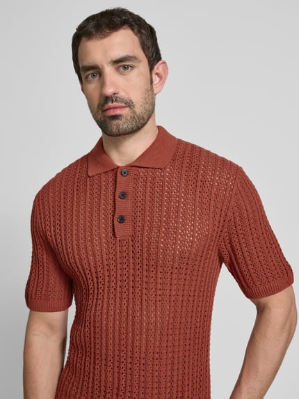 JACK & JONES Premium Poloshirt mit Strukturmuster Modell 'JOEL' Rostrot 3
