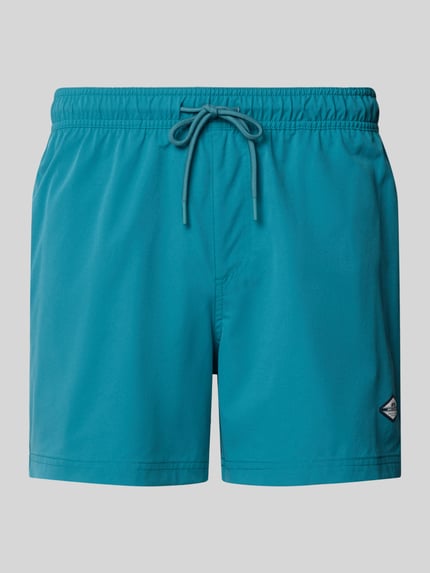 JACK & JONES Straight Fit Badeshorts mit Logo-Detail Modell 'Maui' Petrol 1