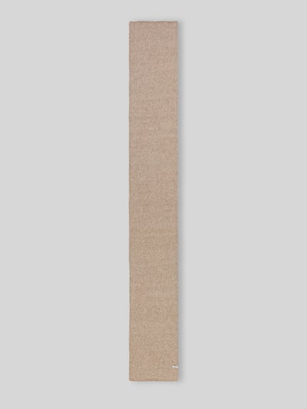 Productfoto, lichtbruine langwerpige sjaal van mix van katoen en alpacawol met scheerwol, gemêleerde textuur, Dames sjaal van Marc O'Polo