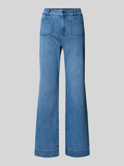 Christian Berg Woman Flared fit jeans van katoenmix met paspelzakken Offwhite - 2