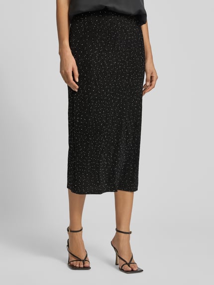 VILA Midirok met elastische band, model 'SILNA' Zwart - 4