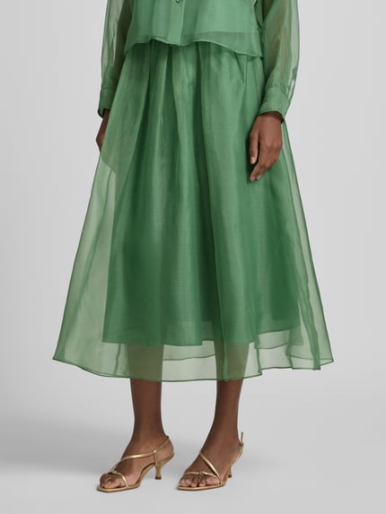 Weekend Max Mara Uitlopend maxirok van zuivere zijde model 'VISINO' Groen - 4