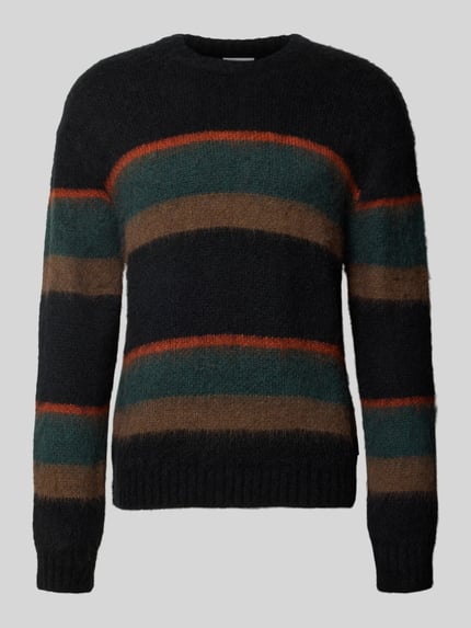 Carhartt Work In Progress sweter z dzianiny o kroju regular fit z domieszką wełny z alpaki model 'MERTON' Czarny 1