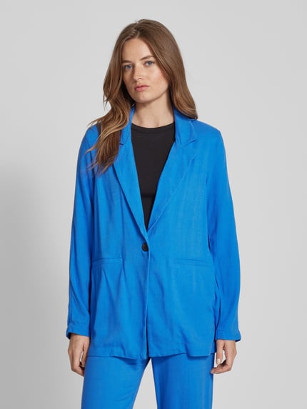FREE/QUENT Blazer van een mix van viscose en linnen, model 'Luigi' Koningsblauw - 4