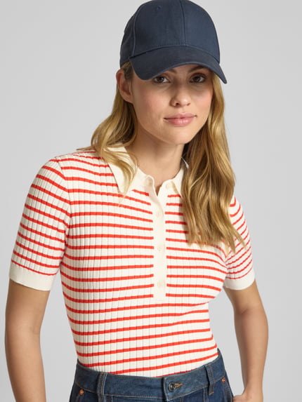 GANT Poloshirt mit gerippten Abschlüssen Koralle 3