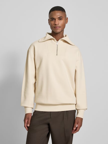BOSS Regular Fit Troyer aus reiner Baumwolle Modell 'SIDNEY' Offwhite 4