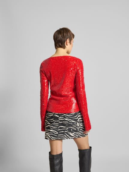 ROTATE shirt met lange mouwen met v-hals Rood - 5