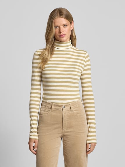 Marc O'Polo DENIM Bluzka z długim rękawem o kroju slim z czystej bawełny Khaki 4