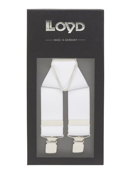 Produktfoto, Szelki w kształcie X-Form od Lloyd Men's Belts, kolor biały, metalowe klipsy, regulowane ramiączka, 4-częściowy zestaw