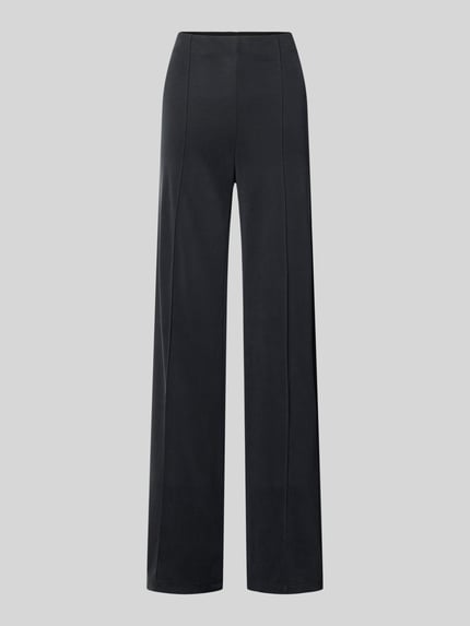 Productfoto, Hose aus modalmix met deelnaden van Jake*s Collection, dames broek in relaxed fit, elastische band, bandwijdte maat S 39 cm, binnenbeenlengte maat S 85 cm, donkere kleur, rechte pijpen, gladde stof.