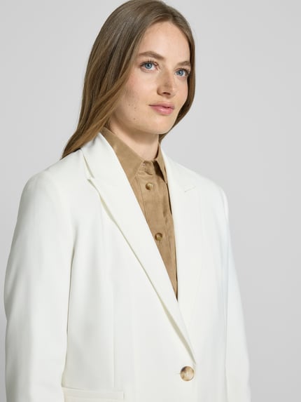 s.Oliver BLACK LABEL Getailleerde lange blazer met viscose Offwhite - 3