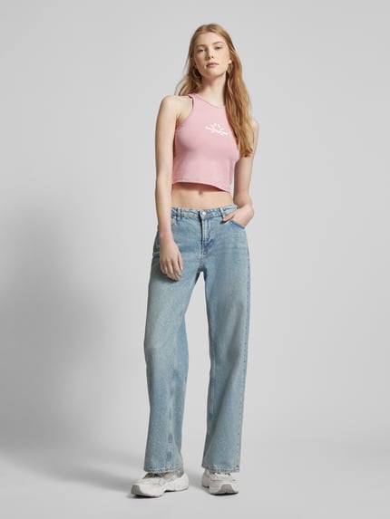 Low Lights Studios Korte top met labelprint, model 'SUPERSTAR' Roze - 1