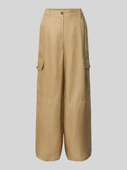 Weekend Max Mara Wide leg cargobroek van puur linnen Zand - 2
