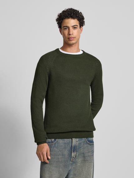 JACK & JONES Strickpullover mit Rundhalsausschnitt Modell 'PANNEL' Dunkelgruen 4
