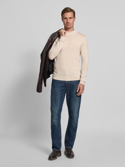 Selected Regular fit gebreide pullover van zuivere merinowol, model 'TRAY' Offwhite - 1