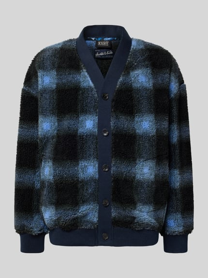 Scotch & Soda Kardigan o kroju regular fit z dekoltem w serek model ‘Polar’ Ciemnoniebieski 2