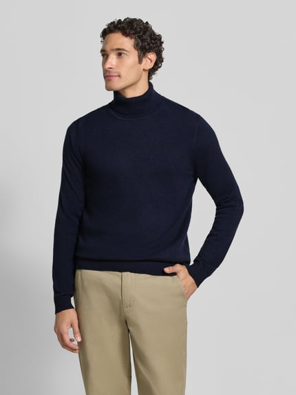 Christian Berg Men Regular Fit Strickpullover aus reinem Kaschmir mit Rollkragen Marine 4