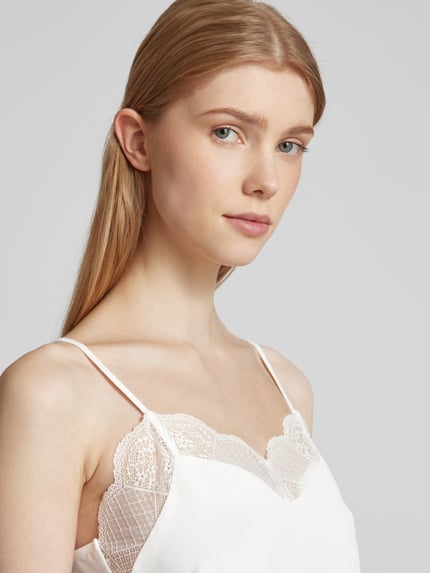 PIECES Relaxed Fit Blusentop mit Spitzenbesatz Modell 'TIFFANY' Weiss 3