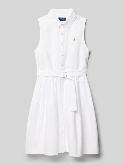 Polo Ralph Lauren Teens Tailliertes Hemdblusenkleid aus Baumwoll-Mix Modell 'LATOYIAOXFSD' Weiss 1