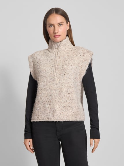 FREE/QUENT Gebreide pullover met opstaande kraag, model 'Grsnemes' Beige - 4