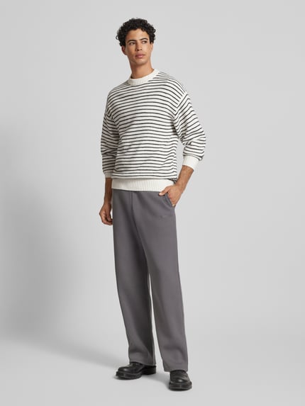 JACK & JONES Sweter z dzianiny ze wzorem w paski model ‘SOHO OLLIE’ Złamany biały 1