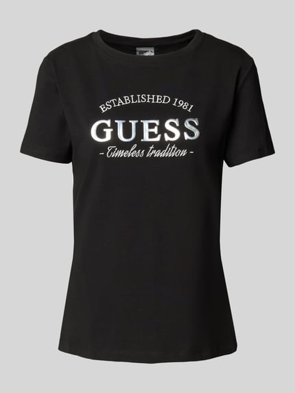 GUESS Activewear T-shirt met labeldetail, model 'NINA' Zwart - 2