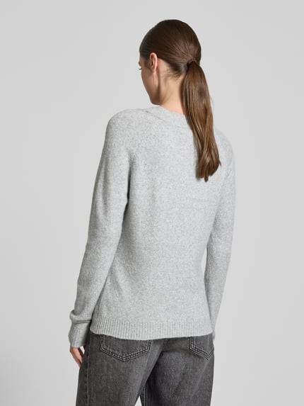 VERO MODA Regular Fit Strickpullover mit Crew Neck Modell 'DOFFY' Hellgrau Melange 5