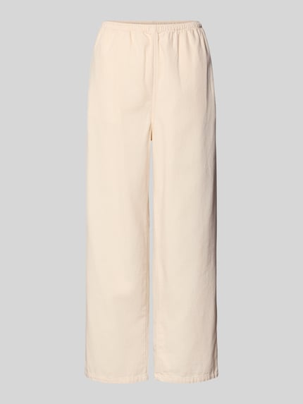 Produktfoto, Wide Fit Stoffhose mit elastischem Bund Modell 'Lycaz' von American Vintage, reine Baumwolle, cremefarben, glatte Textur.