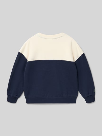 Produktfoto, Relaxed Fit Sweatshirt aus Baumwoll-Mix von s.Oliver RED LABEL, dwukolorowy, naszywka z logo, wyhaftowany motyw, długi rękaw, okrągły dekolt, prążkowane wykończenia, mieszanka bawełny