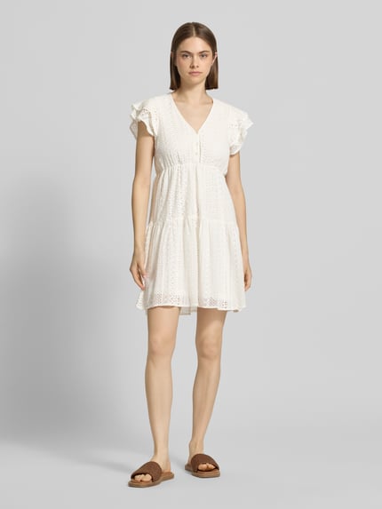 ONLY Getailleerde blousejurk van katoenmix model 'HELENA' Offwhite - 1