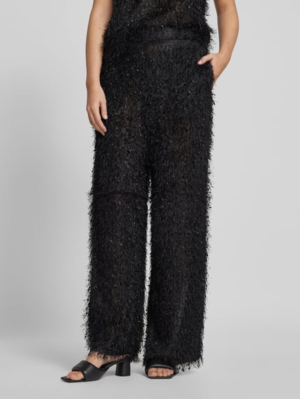mbyM Straight leg broek in semi-transparant design, model 'Emmetta' Zwart - 4