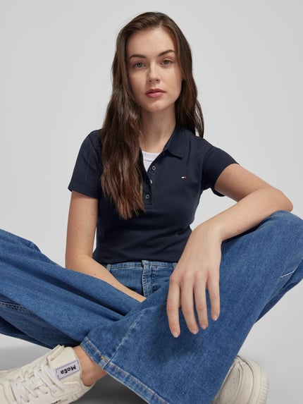 Tommy Hilfiger Slim fit poloshirt met logostitching, model '1985' Marineblauw - 3