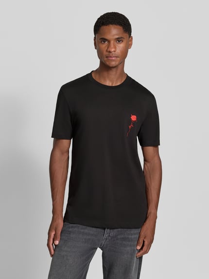 HUGO Regular Fit T-Shirt aus reiner Baumwolle Modell 'Diflow' Black 4