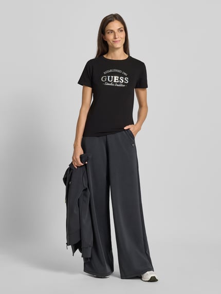 GUESS Activewear T-shirt met labeldetail, model 'NINA' Zwart - 1