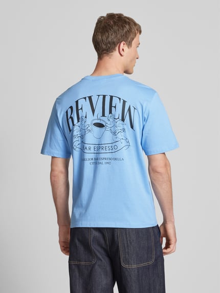 REVIEW T-Shirt mit Label-Print Hellblau 5