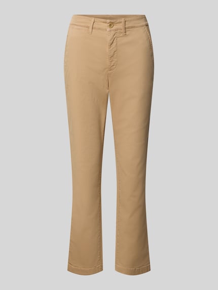 Produktfoto, Slim Fit broek in verkorte pasvorm Model 'GABBY' van Lauren Ralph Lauren van mix van katoen en elastaan, steekzakken, achterzakken, beige kleur.