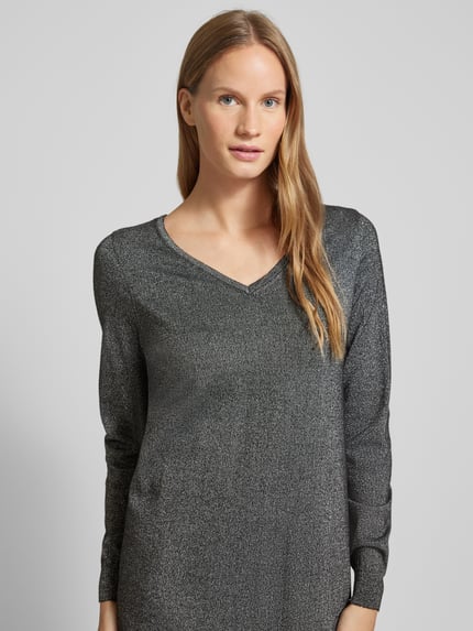 VERO MODA Strickkleid mit Effektgarn Modell 'HAPPYSHINE' Metallic Black 3