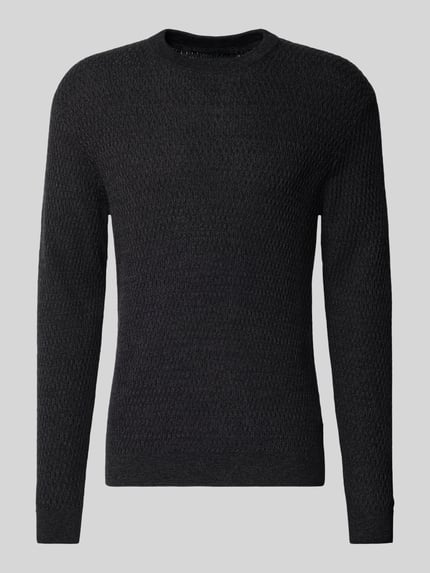 JACK & JONES Premium Sweter z dzianiny z okrągłym dekoltem model ‘REAGAN’ Antracytowy 2