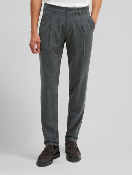 Marc O'Polo Regular Fit Bundfaltenhose aus Wolle mit Bundfalte Dunkelgrau Melange 4