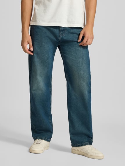 REVIEW Straight Fit Jeans aus reiner Baumwolle im Used-Look Blau 4