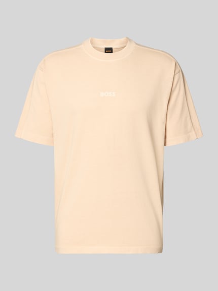 Produktfoto, Relaxed Fit T-Shirt aus reiner Baumwolle Modell 'TE_TILE' von BOSS Orange in Optik: Unifarben, Label-Stitching-Applikation, Rundhals, Kurzarm, Rückennaht, Material: reine Baumwolle