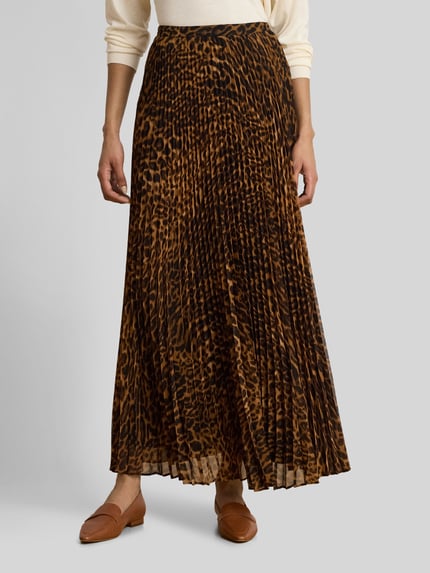 Lauren Ralph Lauren Plisseerock mit schwingender Silhouette Mittelbraun 4